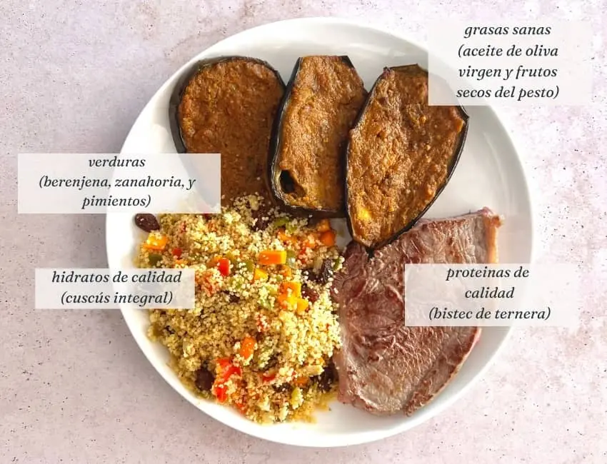 Plato equilibrado con berenjena