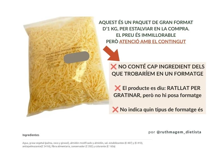 formatge ratllat paquet