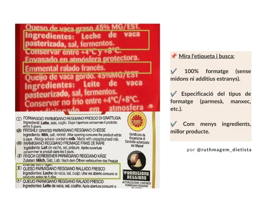 formatge ratllat etiqueta